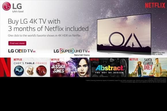 Με αγορά μιας LG 4K TV δώρο το Netflix για 3 μήνες