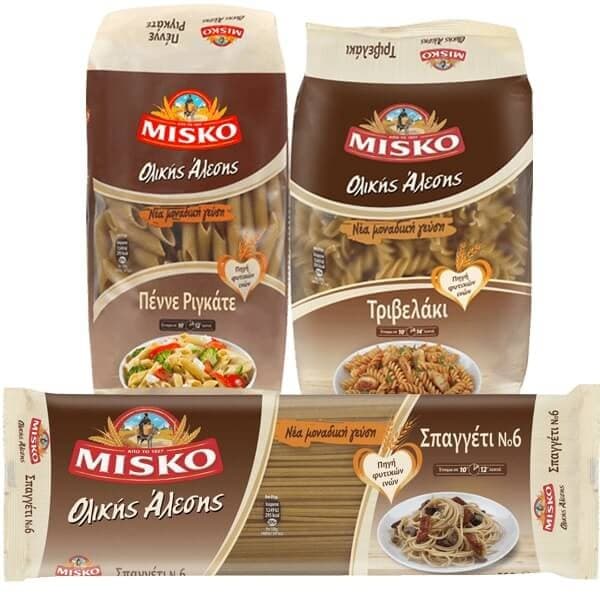 Ζυμαρικά ολικής αλέσεως MISKO 500gr 0,46€ στον Γαλαξία με χρήση Pockee