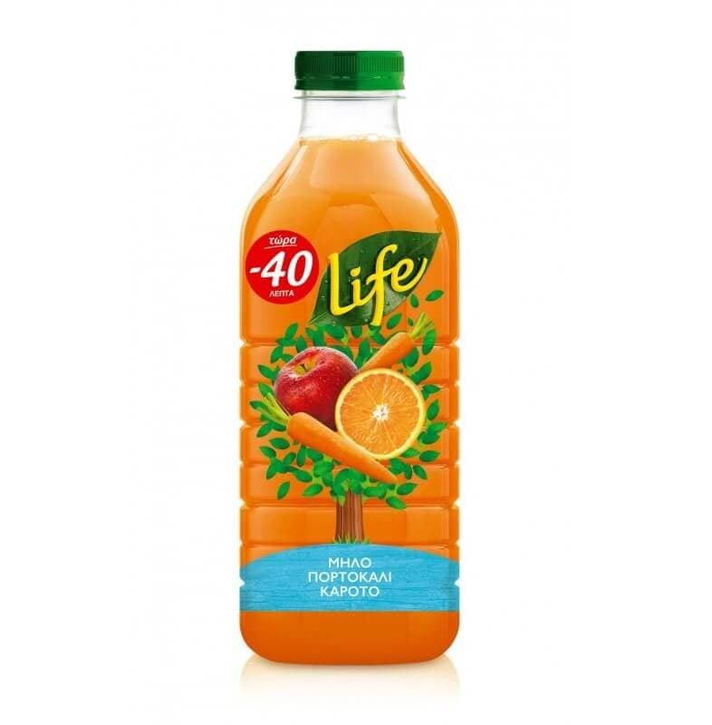 Φυσικός χυμός Life Μήλο-Πορτοκάλι-Καρότο 1lt 1,42€ στον ΑΒ Βασιλόπουλο