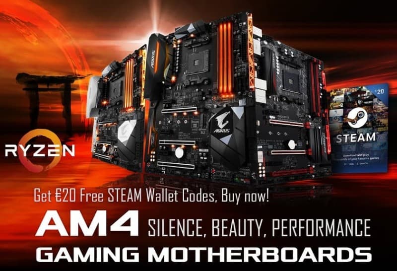 Με αγορά μητρικών Gigabyte AORUS για AMD Ryzen δώρο κάρτα Steam 20€