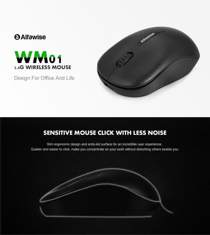 Alfawise 2.4G Wireless Mouse 1200DPI (BLACK) @ GEARBEST