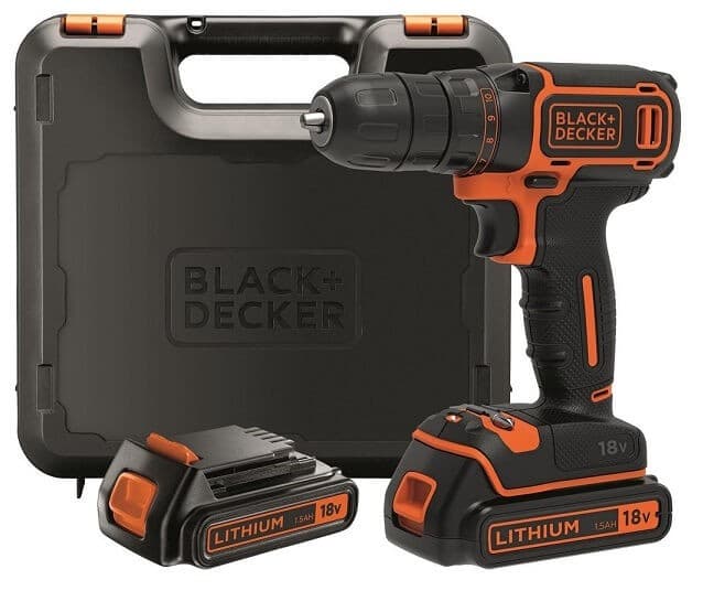 Δραπανοκατσάβιδο Black + Decker BDCDC18KB-QW (18V, 2 μπαταρίες x 1.5Ah, θήκη) 76,43€ @ amazon.es