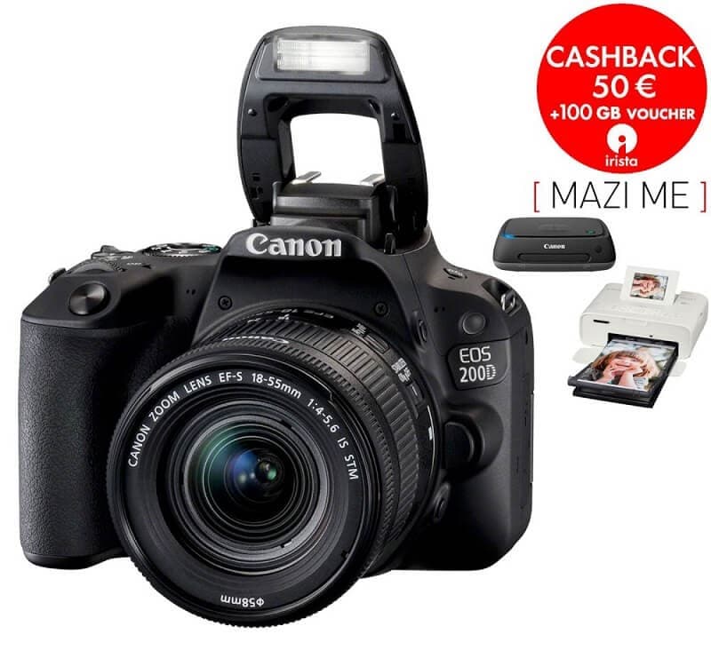 Canon DSLR Eos 200D 18-55 IS + εκτυπωτής Canon CP 1200 + Canon connect station 749€ από Πλαίσιο