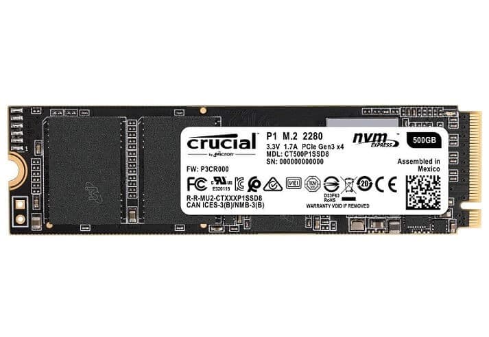 Crucial P1 500GB SSD (3D NAND, PCIe, NVMe, M. 2) 74,98€ από Amazon DE