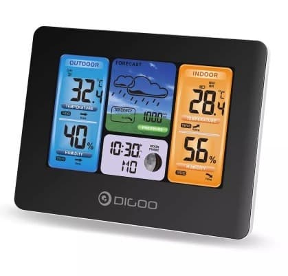 DIGOO DG-EX001 Weather Station WiFi,APP,Temperature Humidity Outdoor/Indoor Sensor,Weather Forecast,Moon Phase,Barometric Pressure