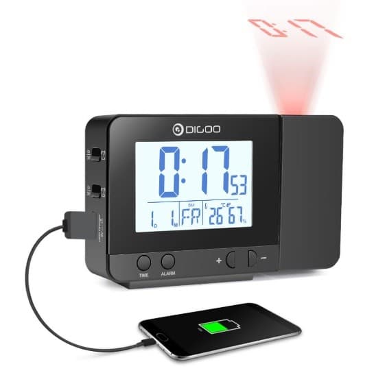 Digoo DG-C10 Ξυπνητήρι-θερμόμετρο-υγρόμετρο-φορτιστής με προτζέκτορα 7,03€ στο Banggood