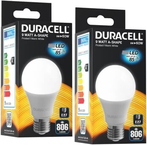 Λαμπτήρας Duracell LED E27 9W 2700K 2τμχ 4,80€ στο e-shop.gr