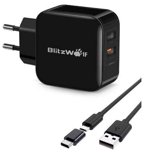 Φορτιστής BlitzWolf BW-S6 QC3.0+2.4A 30W Dual USB με καλώδιο Blitzwolf 1m 2A στο Banggood