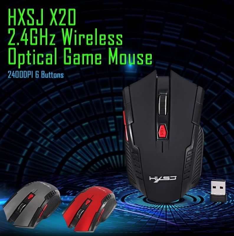 HXSJ X20 2400DPI 2.4GHz Wireless Optical Gaming Mouse - BLACK | Gearbest