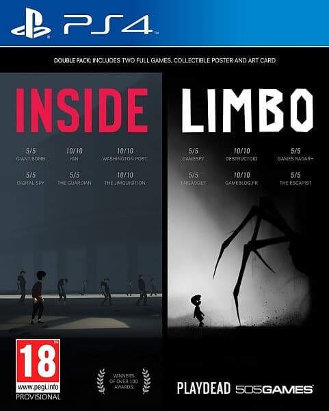 Inside + Limbo Double Pack PS4 15,34€ @ amazon.it (Temp. out of stock)
