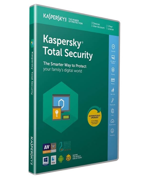 Kaspersky Total Security 2018 | 3 Devices | 1 Year | PC/Mac/Android