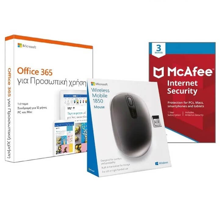 Microsoft Office 365 Starter Pack (Office 365 + Wireless Mobile Mouse + McAfee Internet Security) 49.90€ - Πλαίσιο