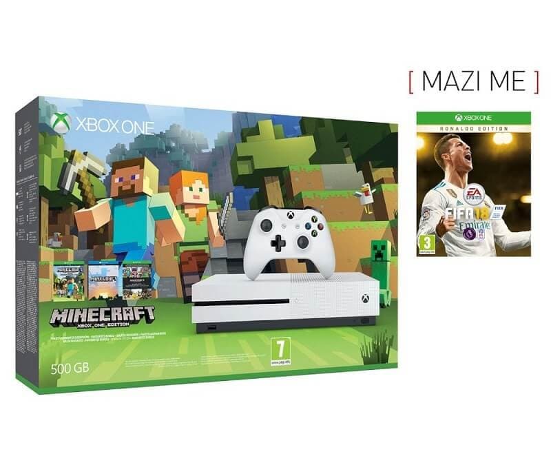 Microsoft Xbox ONE S 500 GB + Minecraft + FIFA 18 Ronaldo 249€ -- Πλαίσιο