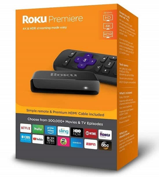 Roku Premiere HD/4K/HDR Streaming Media Player 44€ - Amazon US