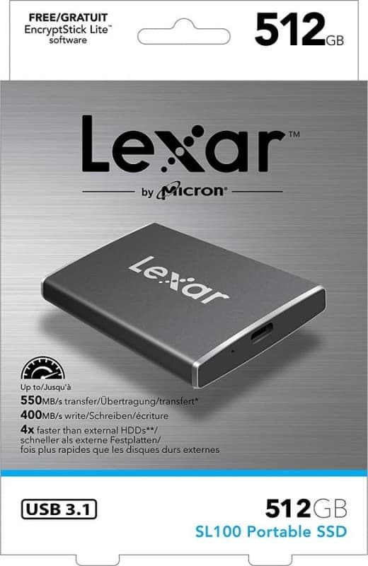 Lexar SL100 Portable SSD 512GB USB3.1  140,92€ - Amazon (ES)