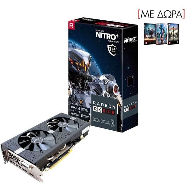 Sapphire VGA Radeon RX 570 Nitro+ 4GB με 2 παιχνίδια 169,90€ από Πλαίσιο