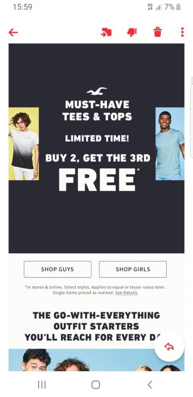 Hollister Στην αγορά δύο t shirt δώρο το τρίτο
