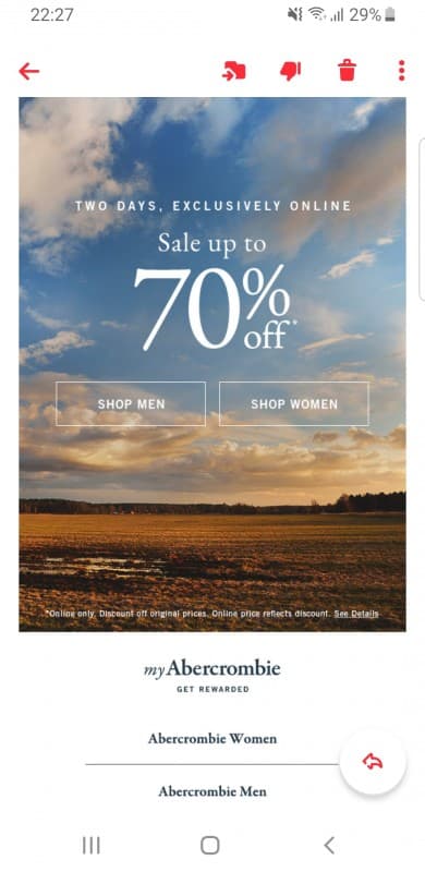 Για 2 μέρες μόνο εως 70% η abercrombie στα εκπτωτικά