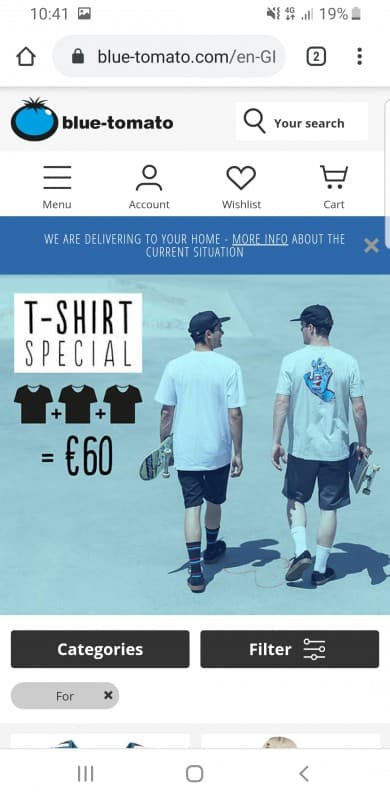 Blue tomato. 3 tshirt για 60 ευρώ