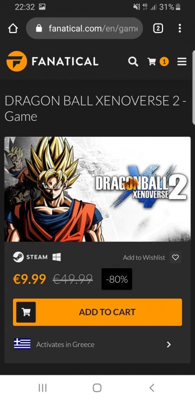 Dragonball xenoverse 2 steam key από το fanatical