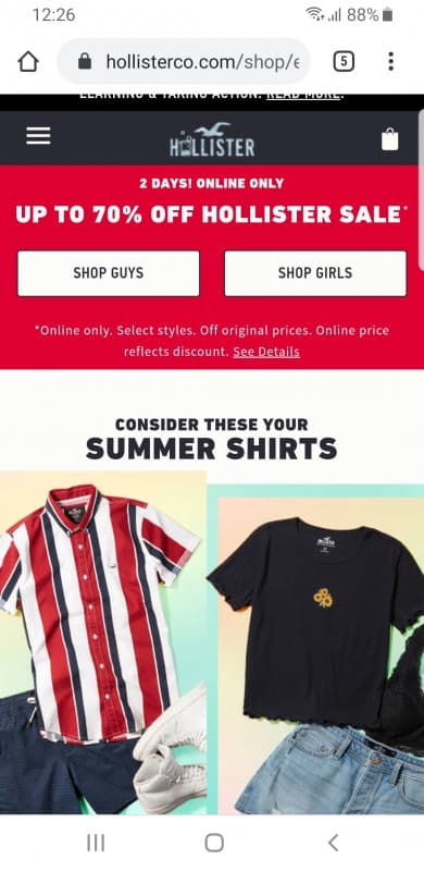 Hollister εως 70% για 2 μέρες μόνο κ δωρεάν έξοδα αποστολής πανω απο 50 ευρώ