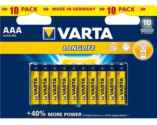 Αλκαλικές Μπαταρίες Varta 10x AA Longlife 3,14€ με παζάρι στον Κωτσόβολο