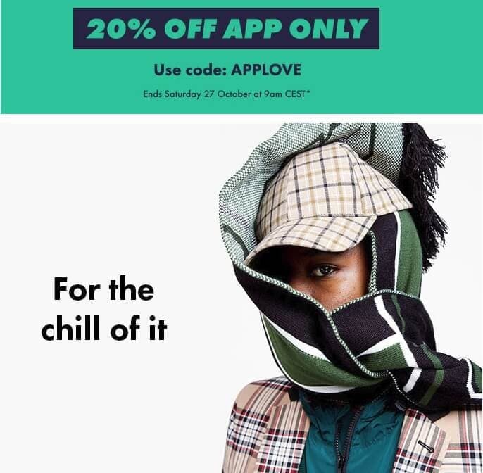 Έκπτωση 20% με χρήση της εφαρμογής στο ASOS