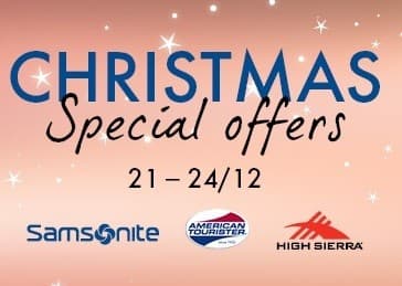 Δωρεάν μεταφορικά και  extra -20% σε προϊόντα Samsonite, American Tourister &amp; High Sierra στα Factory Outlet