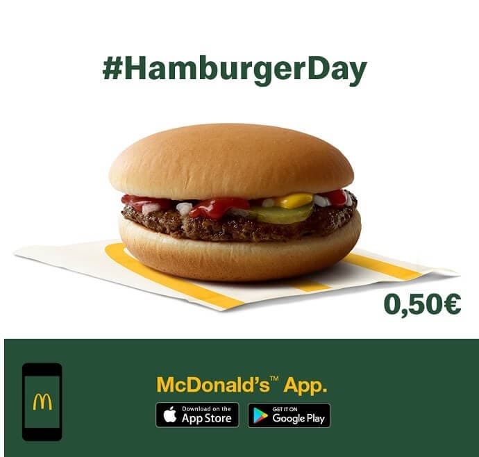 Hamburger με 0,50€ για σήμερα με την εφαρμογή των McDonald's
