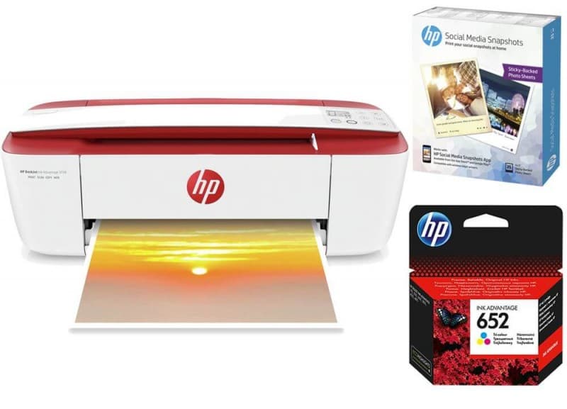 HP Deskjet 3788 Πολυμηχάνημα + Μελάνι HP 652 + Χαρτί Social Media Snapshots 69€