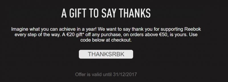 20€ έκπτωση σε αγορές άνω των 50€ @Reebok