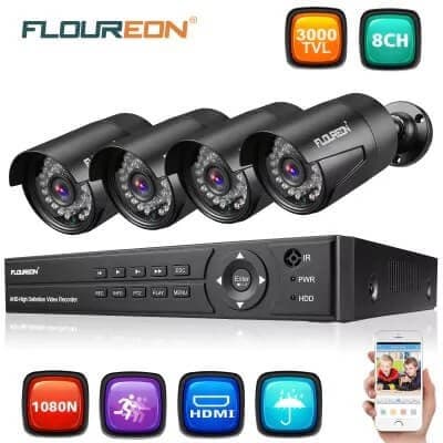 FLOUREON Καταγραφικό με 4 εξωτερικές κάμερες 1080P 36,84€ στο Gearbest EU