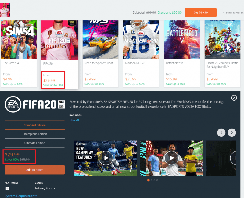 FIFA 20 PC από 27,24€ μέσω Origin με VPN [Ιστορικό Χαμηλό]