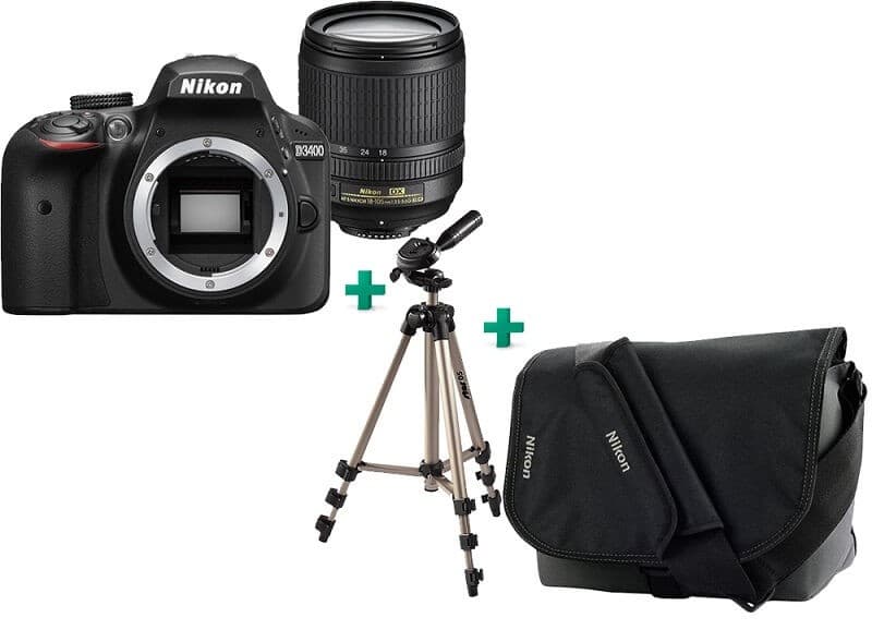 Nikon D3400 DSLR + Φακός 18-105 VR + Τσάντα Μεταφοράς Nikon + Τρίποδο Hama 499€ από Public