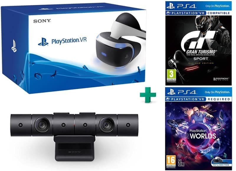 PlayStation VR Headset + Camera + VR Worlds + Gran Turismo Sport D1 299€ και μαζί με τα Move Twin Pack 349€ από Public