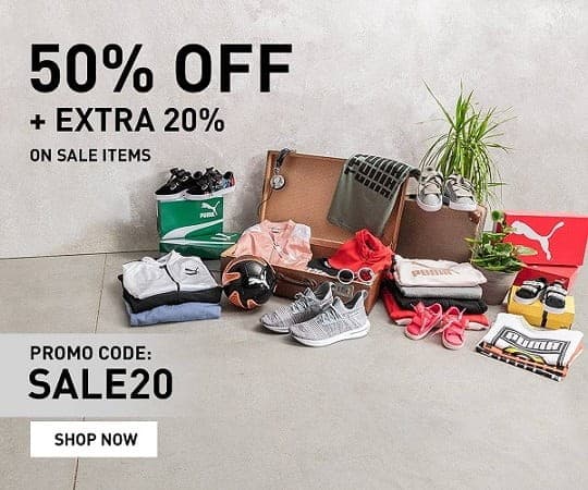 Επιπλέον -20% στα εκπωτικά προϊόντα της Puma