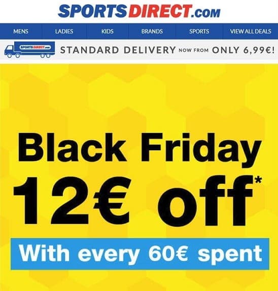 Για κάθε 60€ αγορών κουπόνι 12€ για επόμενη αγορά στο SportsDirect
