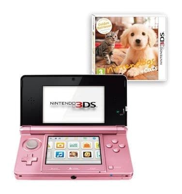 Nintendo 3DS Coral Pink &amp; Nintendogs and Cats: Golden Retriever