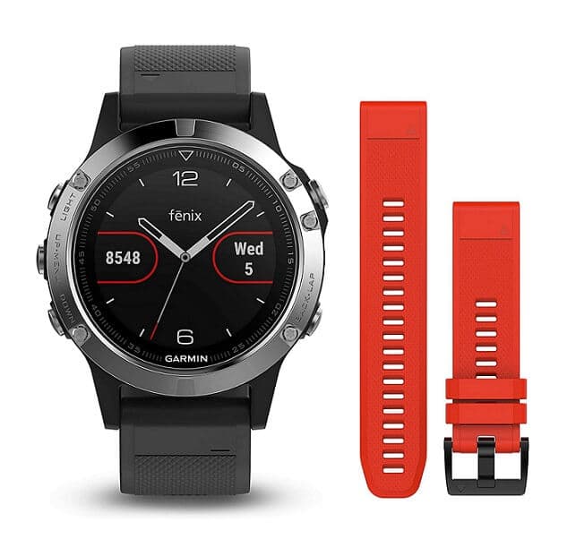 Garmin Fenix 5 Sportwatch (Silver με Μαύρο + Κόκκινο λουράκι) 241.75€ - Amazon UK