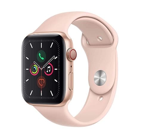 Apple Watch Series 5 (GPS + Cellular, 44 mm) Gold Pink / White με 2ο λουράκι pride 441.30€ - Amazon FR
