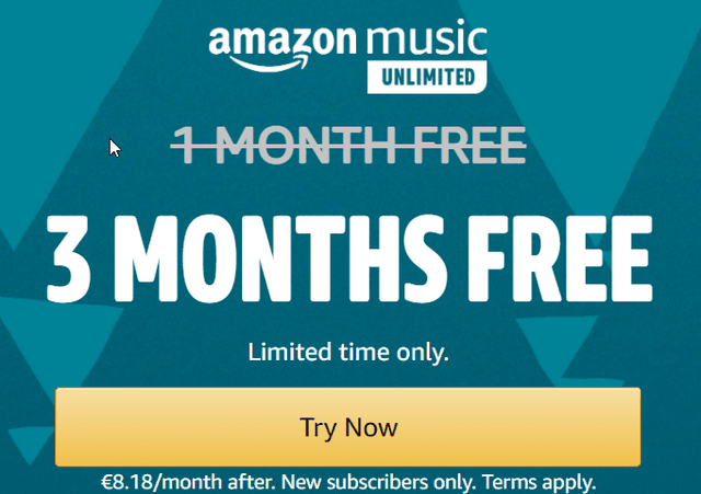 Amazon Music Unlimited για 3 μήνες δωρεάν (νέοι συνδρομητές μόνο)
