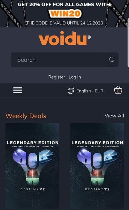 Voidu 20% εκπτωση σε ολα τα video games (PC - digital) με τον κωδικο WIN20