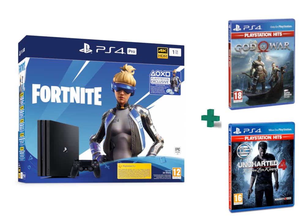 Sony PlayStation 4 Pro 1TB Fortnite + God of War, Uncharted 4 με 319€ από Public
