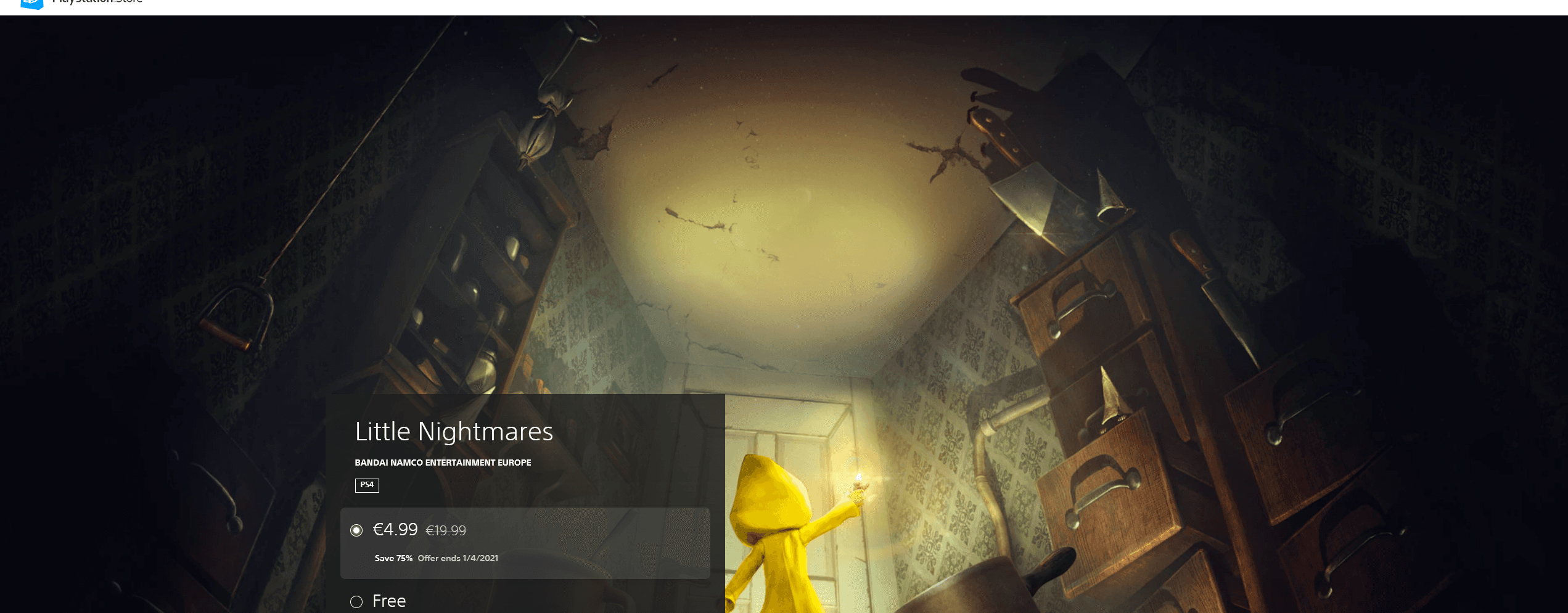 Little Nightmares PS4 4,99 @ Ps store