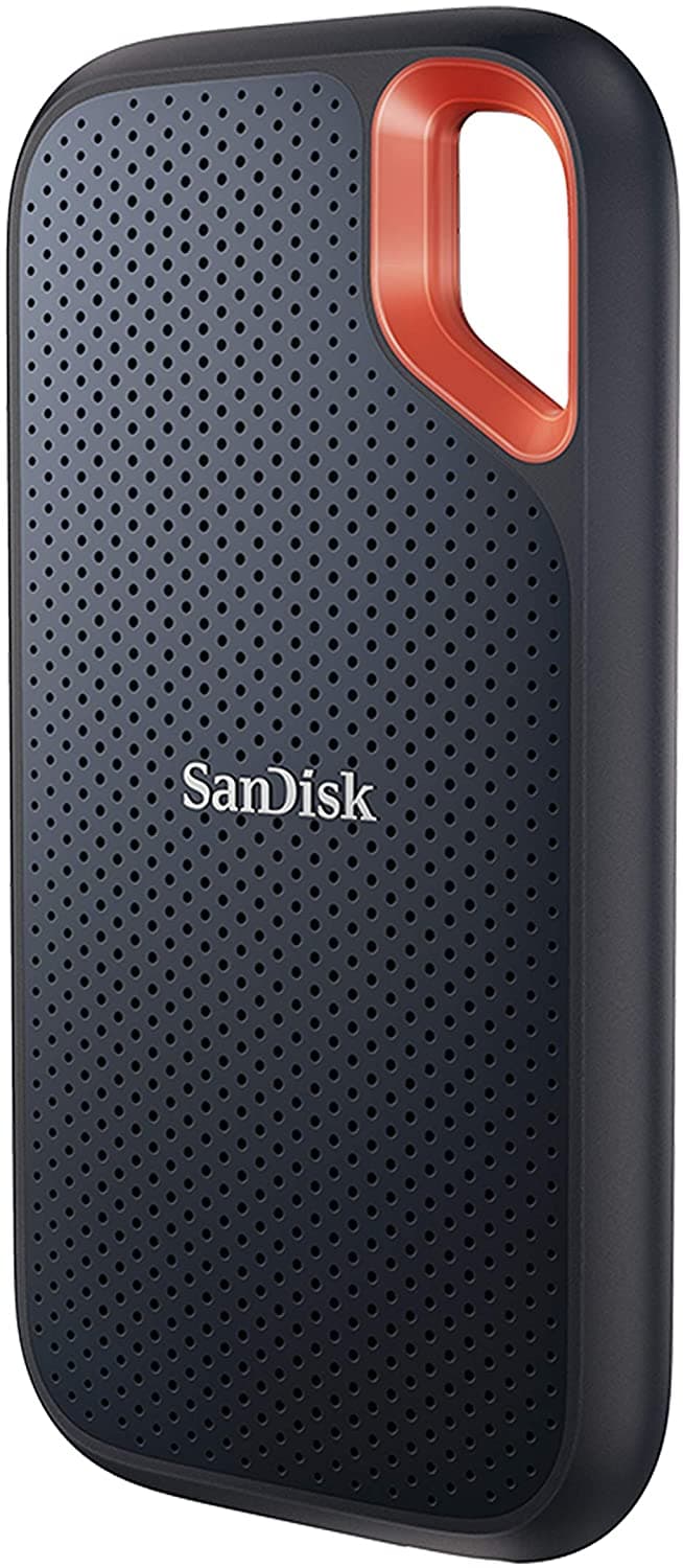SanDisk Extreme Portable SSD 500GB V2 (1,050 MB/s read speed and 1,000 MB/s write speed, water and dust resistant)