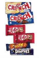 Ολες οι σοκολάτες Crunch, Kit-Kat, Smarties, Lion 1+1