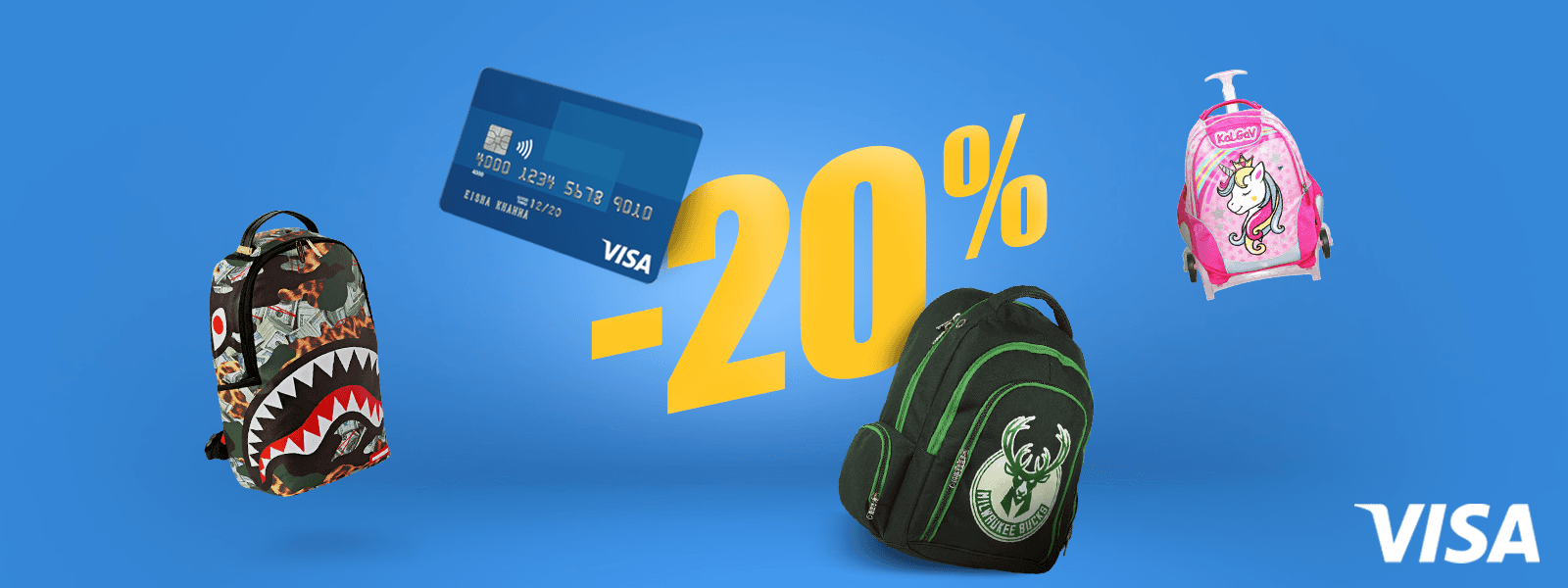 -20% για όλες τις αγορές σε σχολικές τσάντες με κάρτες Visa - Skroutz