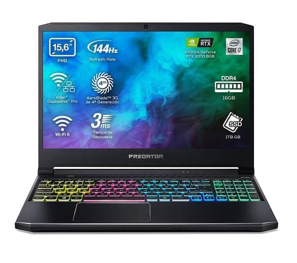 Acer Predator Helios 300 PH315-53 (15.6" 144Hz / i7-10750H / 16GB / 1TB / RTX 3070 / No OS / QWERTY ES)