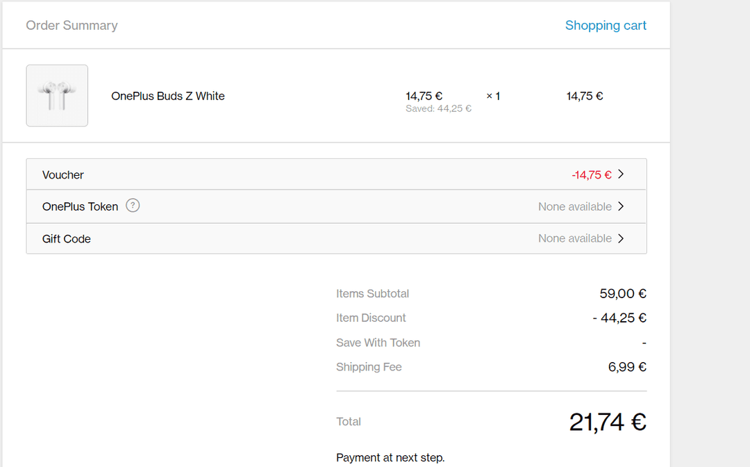 Oneplus buds z 21,74  € με τα μεταφορικα