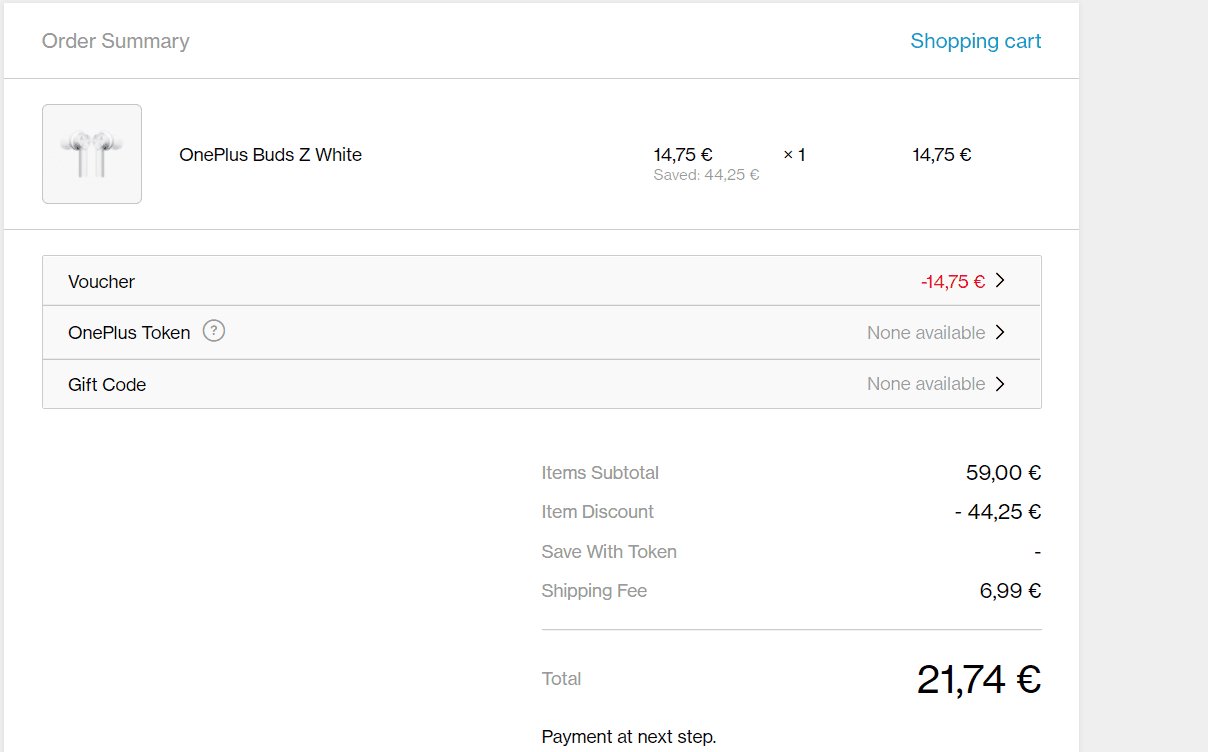 Oneplus buds z 21,74  € με τα μεταφορικα